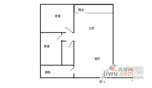 雅仕阁2室1厅1卫52㎡户型图