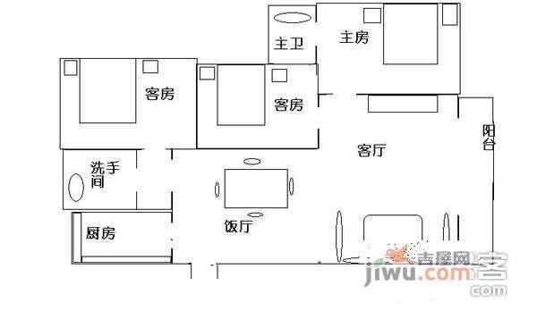 雅仕阁3室2厅2卫104㎡户型图