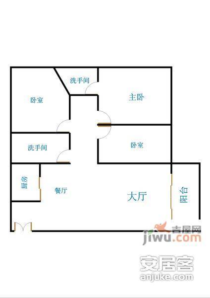 信义假日名城六期3室2厅1卫100㎡户型图