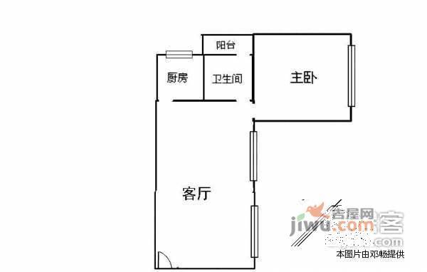 中粮幸福花园1室1厅1卫41㎡户型图