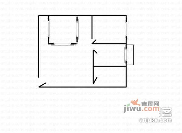 中粮幸福花园2室2厅1卫50㎡户型图