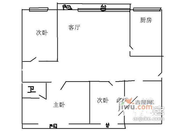 鸿荣源禧园3室1厅1卫户型图