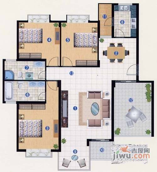 鸿荣源禧园4室2厅2卫181㎡户型图