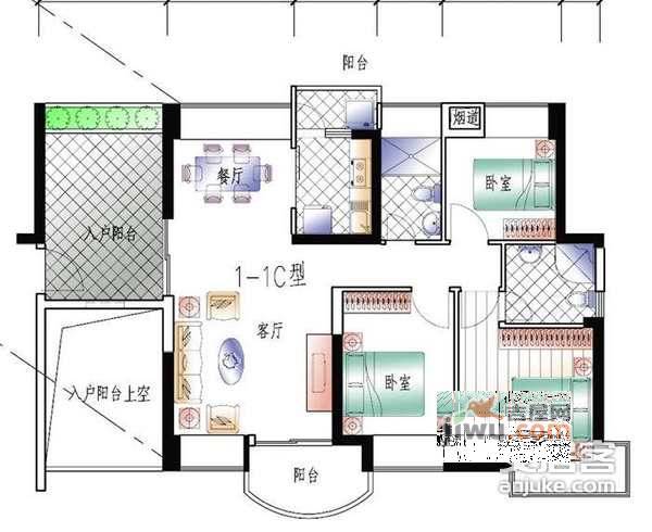 御景台3室2厅2卫140㎡户型图