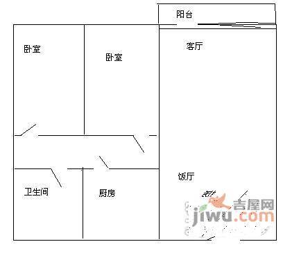 御景台2室2厅1卫89㎡户型图