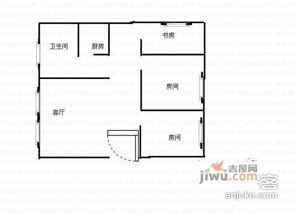 御景台3室2厅1卫127㎡户型图