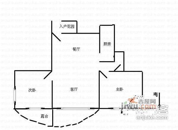 左庭右院南区2室2厅1卫78㎡户型图