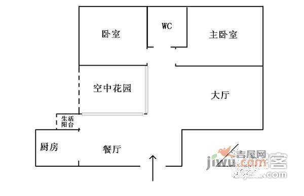 左庭右院南区2室2厅1卫78㎡户型图