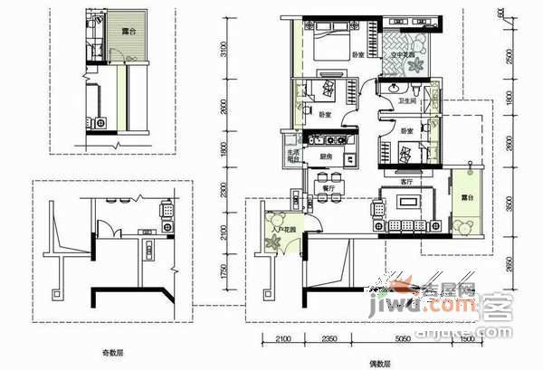 诺德假日花园4室2厅1卫126㎡户型图