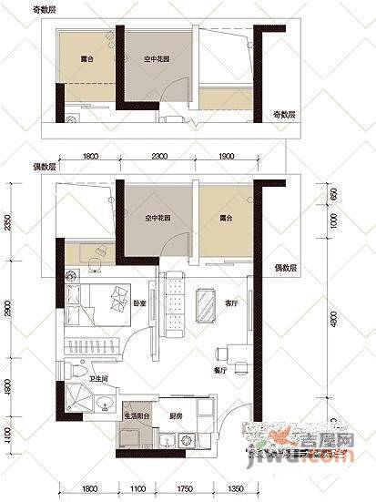 诺德假日花园2室1厅1卫78㎡户型图