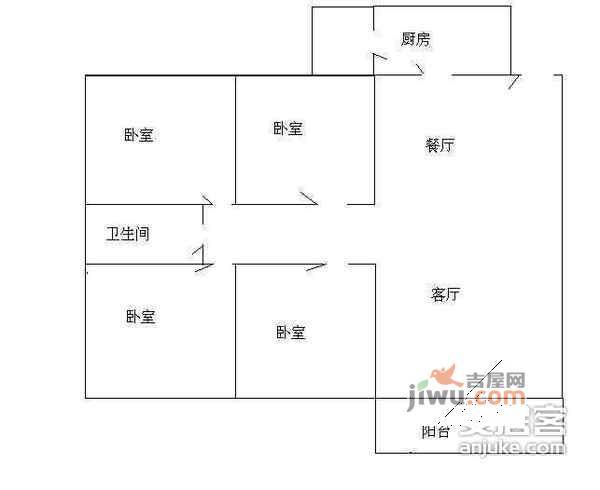 诺德假日花园4室2厅1卫126㎡户型图