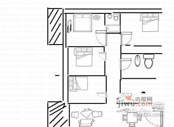 金地上塘道4室2厅2卫140㎡户型图