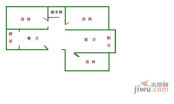 福中福花园3室2厅1卫96㎡户型图