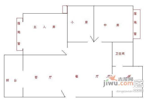 福中福花园3室2厅2卫户型图