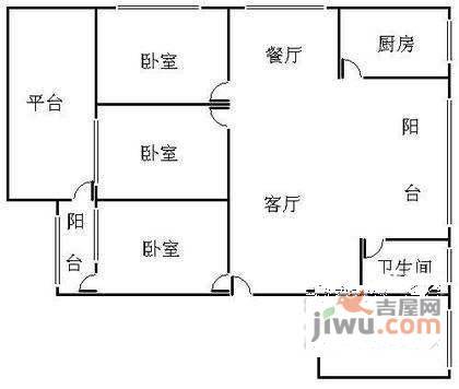 福中福花园4室2厅1卫户型图