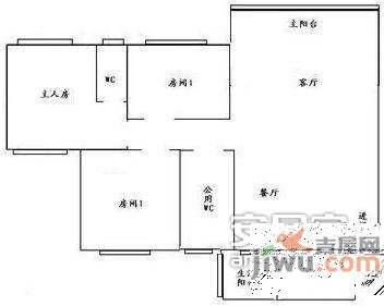 福中福花园3室2厅2卫户型图