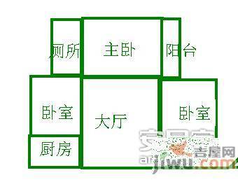 康达尔花园3室2厅2卫90㎡户型图