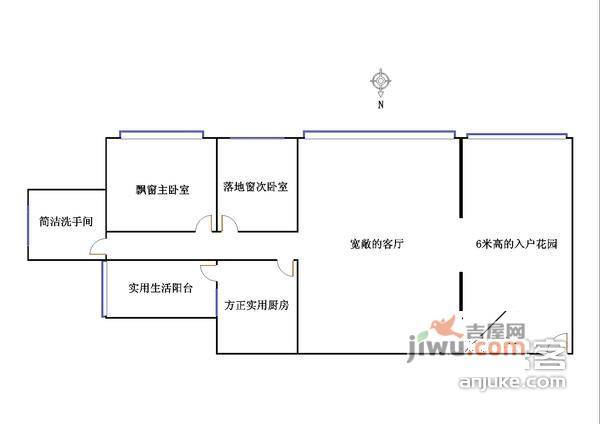 槟城西岸华庭2室2厅1卫户型图