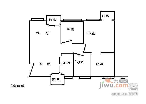 槟城西岸华庭2室2厅2卫76㎡户型图