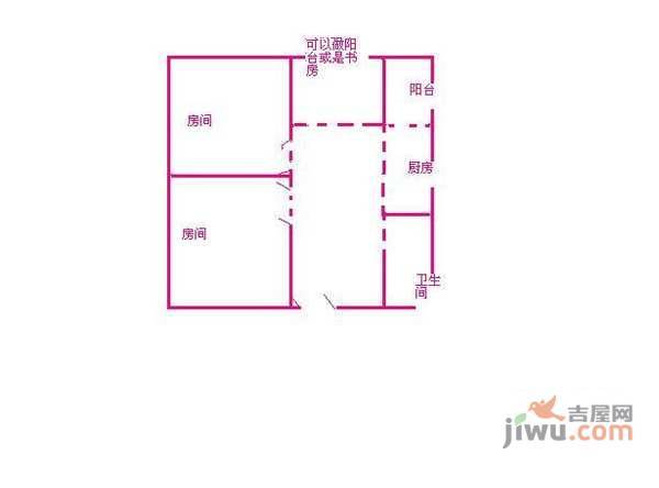 白金假日公寓2室1厅1卫60㎡户型图