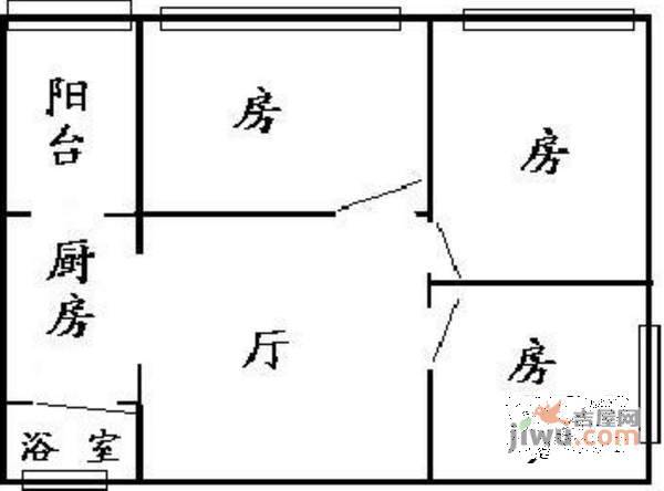 白金假日公寓3室1厅1卫43㎡户型图