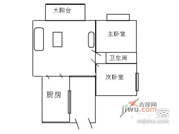 中航格澜阳光花园2室2厅1卫75㎡户型图