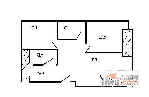 中航格澜阳光花园2室2厅1卫75㎡户型图