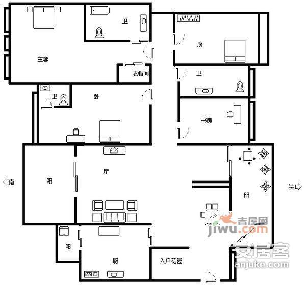 中粮澜山6室3厅3卫182㎡户型图