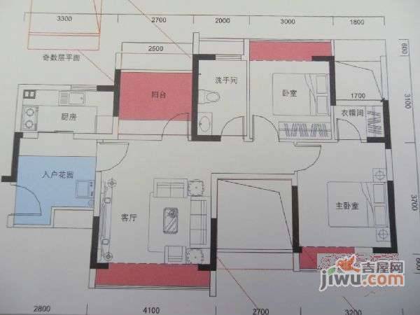 凤凰雅居3室2厅1卫103㎡户型图