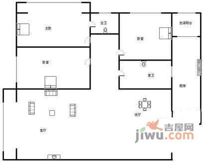 凤凰雅居3室2厅2卫104㎡户型图