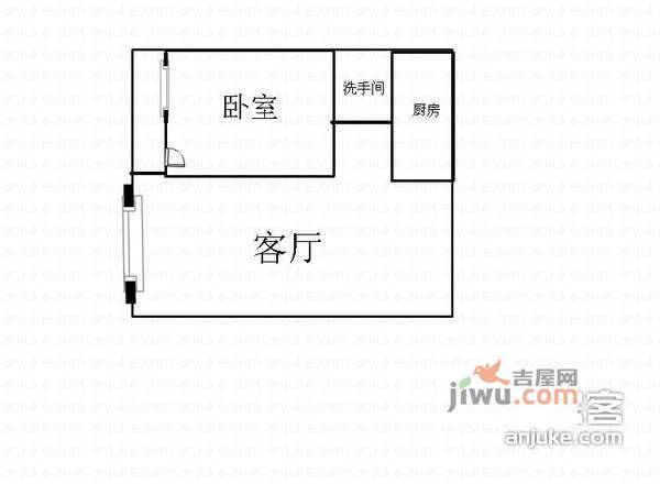 凤凰雅居1室1厅1卫48㎡户型图