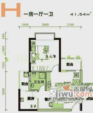 丹枫雅苑1室1厅1卫50㎡户型图