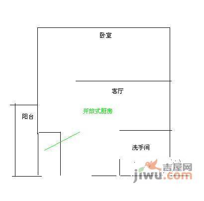 新一代国际公寓1室1厅1卫45㎡户型图