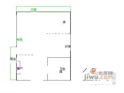 新一代国际公寓1室1厅1卫45㎡户型图