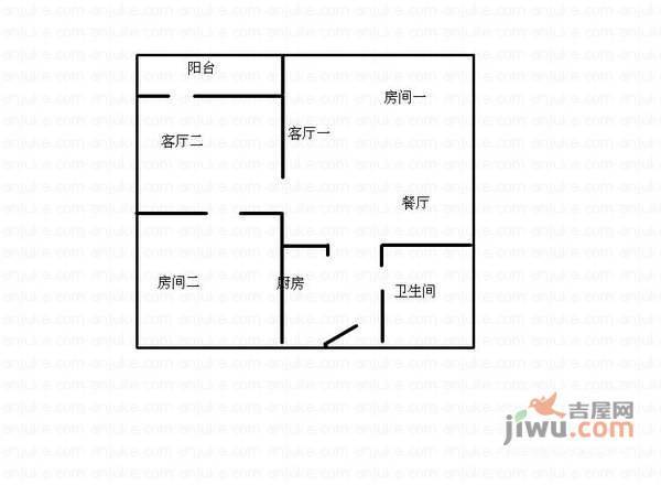 新一代国际公寓2室2厅1卫户型图