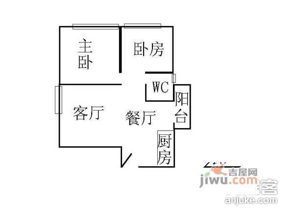 新一代国际公寓2室2厅1卫户型图