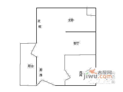 新一代国际公寓1室1厅1卫45㎡户型图