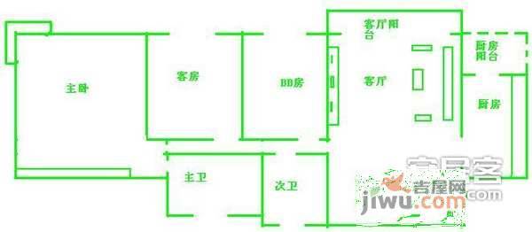 天骄世家3室2厅1卫108㎡户型图