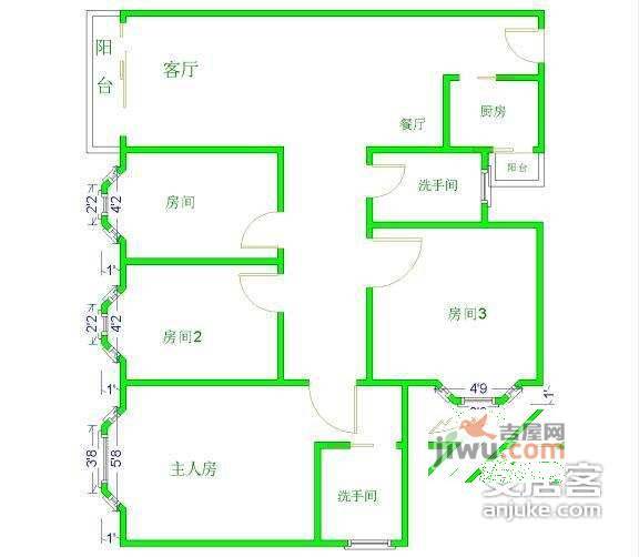 天骄世家4室2厅2卫147㎡户型图