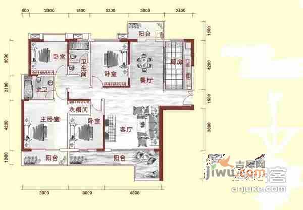 天骄世家4室2厅2卫147㎡户型图