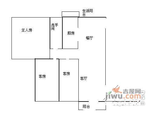 富通天骏3室2厅1卫91㎡户型图