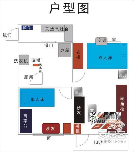 弘雅花园丽景城5室2厅2卫108㎡户型图