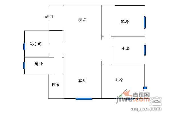 彩天名苑3室2厅1卫86㎡户型图