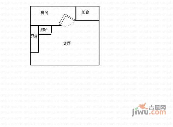 金色年华家园1室1厅1卫38㎡户型图