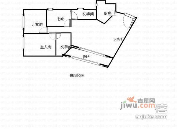 金丽豪苑3室2厅2卫106㎡户型图