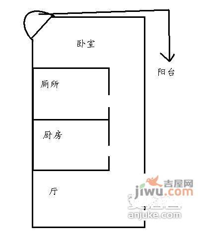 国展苑1室1厅1卫54㎡户型图