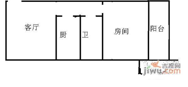 国展苑1室1厅1卫54㎡户型图