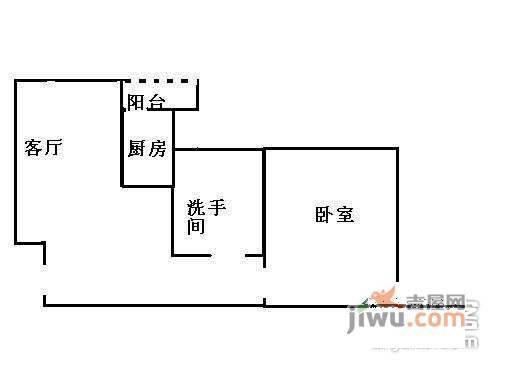 国展苑1室1厅1卫54㎡户型图