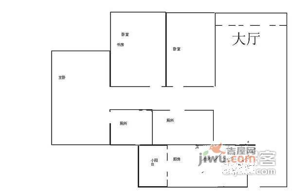 中城康桥花园北区3室2厅1卫94㎡户型图