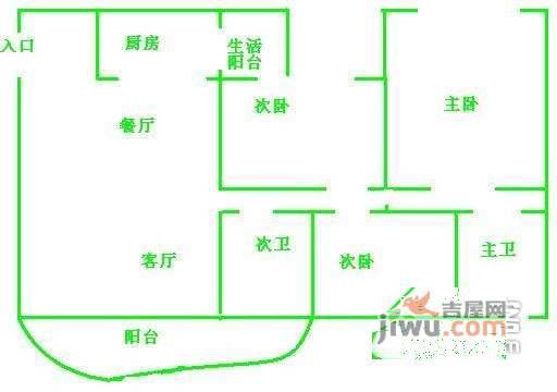 华浩源A区3室2厅2卫107㎡户型图